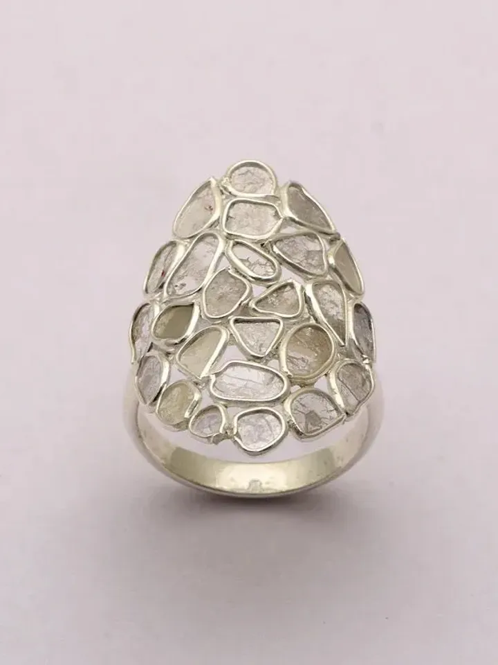 Polki Diamond Ring, Multi Diamond Slice Ring, 925 Sterling Silver Ring, Polki Ring, Christmas Gift, Bridal Ring, Cocktail Ring