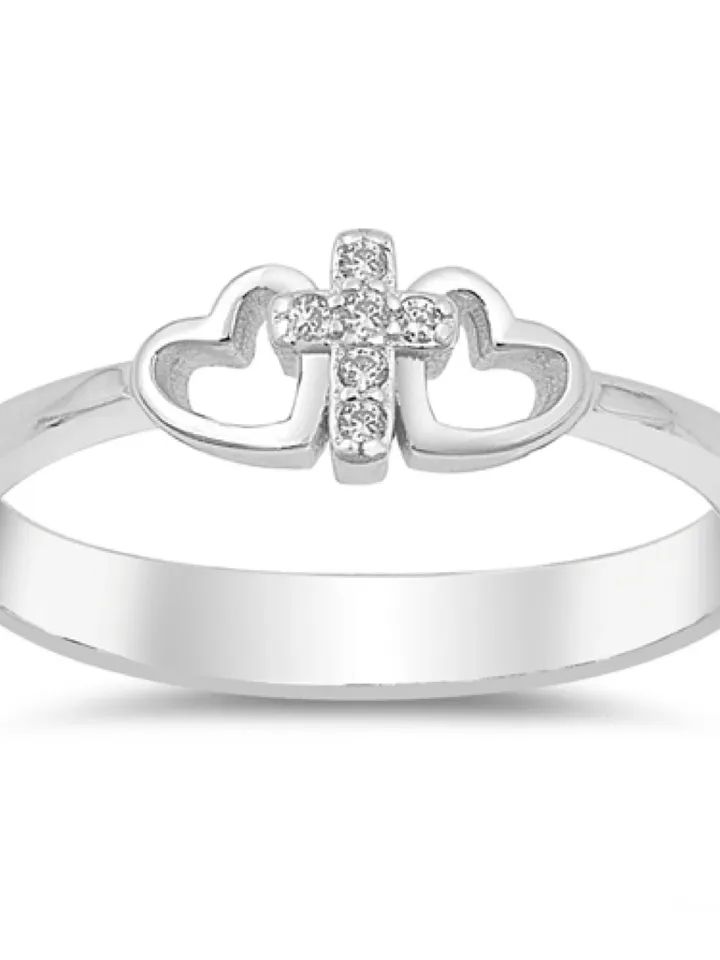 Sterling Silver Cross Ring, Catholic Ring, Christian Ring, First Communion Gift, Confirmation Gift, Cross Ring for Children, Religious Ring