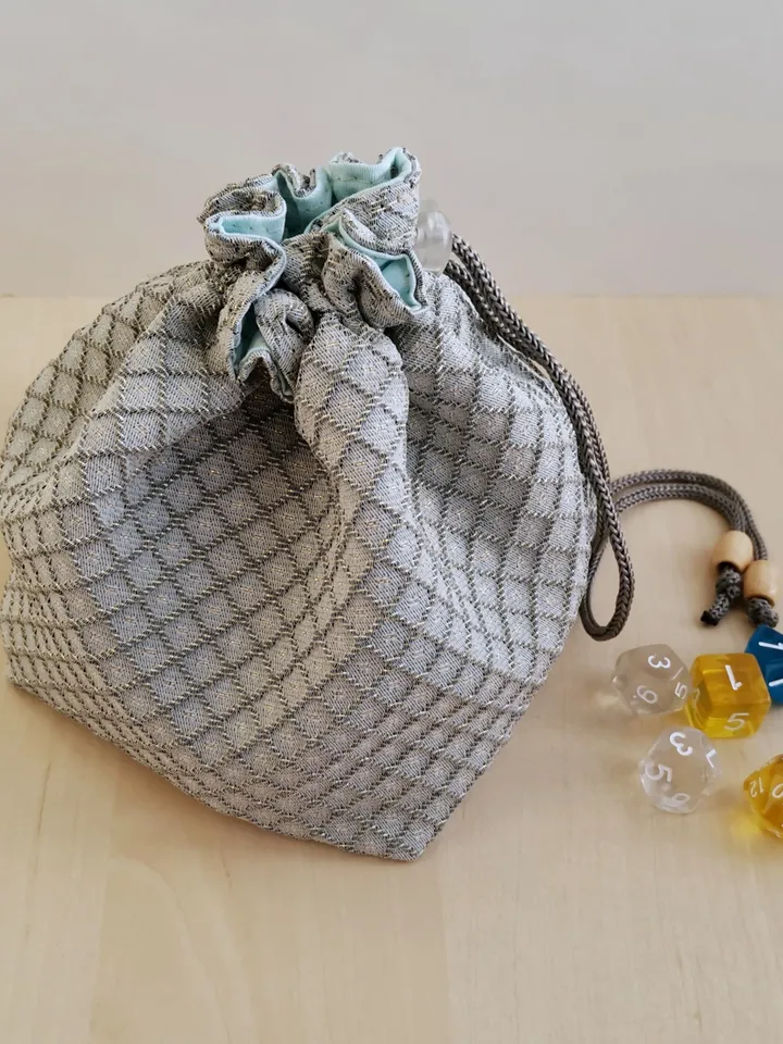 Large dice bag with pockets for 150-200 dice Silver jacquard