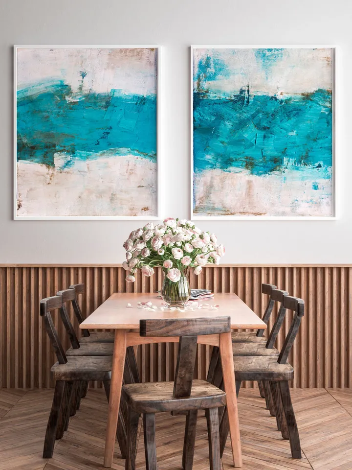 Blue Torquoise Painting, Sky Textured Painting, Nordic Style Canvas Art, Nordic Painting, Large Textured Painting, Acrylic Textured Painting