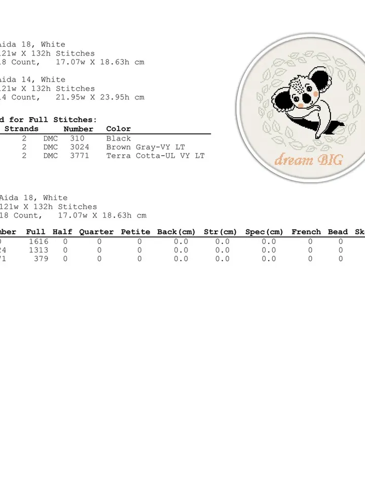 Dream big Cross Stitch Pattern. Baby Cross Stitch. Funny Cross Stitch.