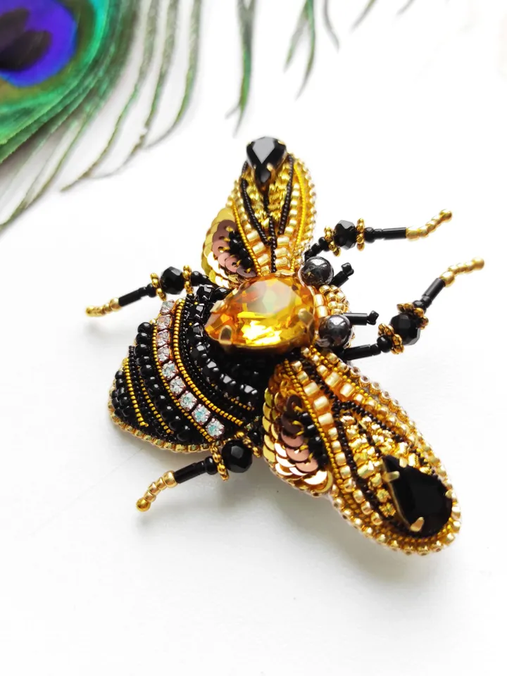 Beaded insect brooch, insect pin, mooth brooch, butterfly brooch, bug pin, bee brooch, bug brooch, insects, madam toto
