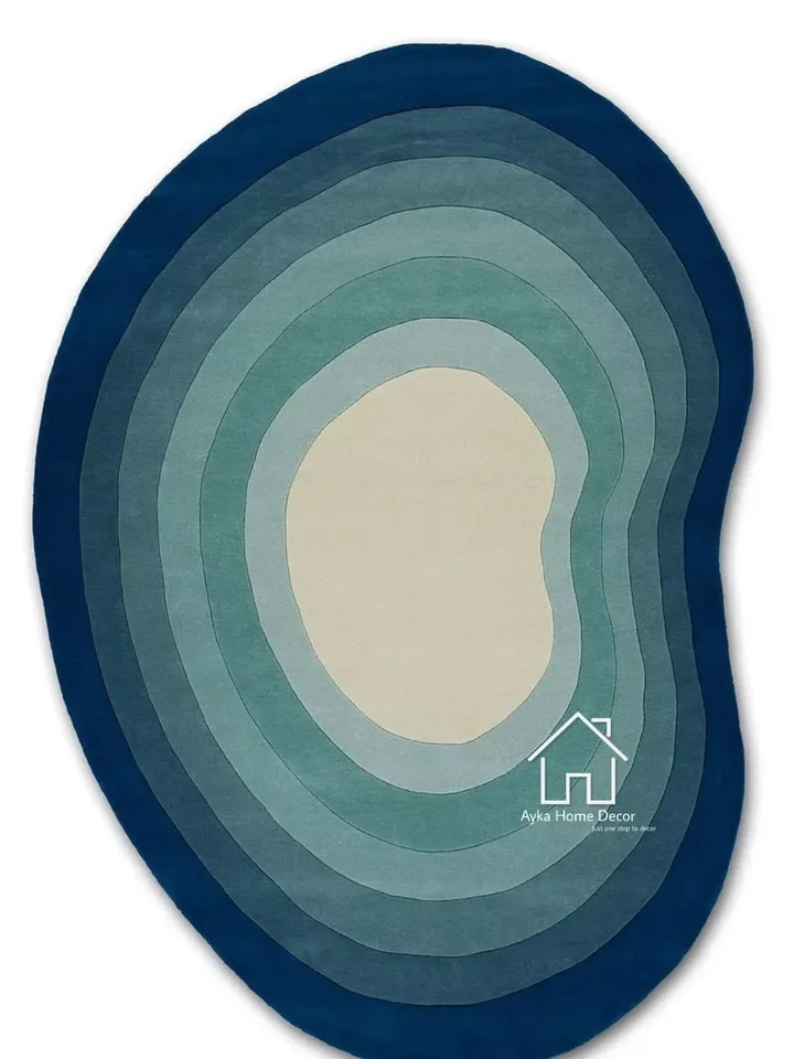 Hand Tufted Kidney Shape Modern Designer Rugs Handmade Rugs Hand Tuft Rugs For Living Room Bed Room Rug Custom Size Available