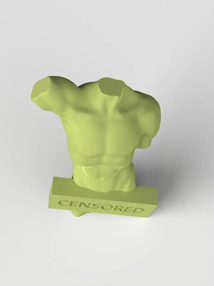 3D Model STL CNC Router file 3dprintable Torso Censored Statuette