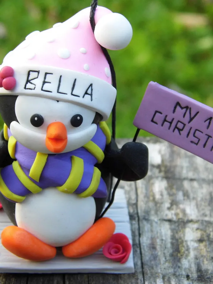Baby's First Christmas Ornament, Penguin Figurine, Penguin Christmas Ornament, Personalized Ornament, Custom Animal Christmas Ornament 2022