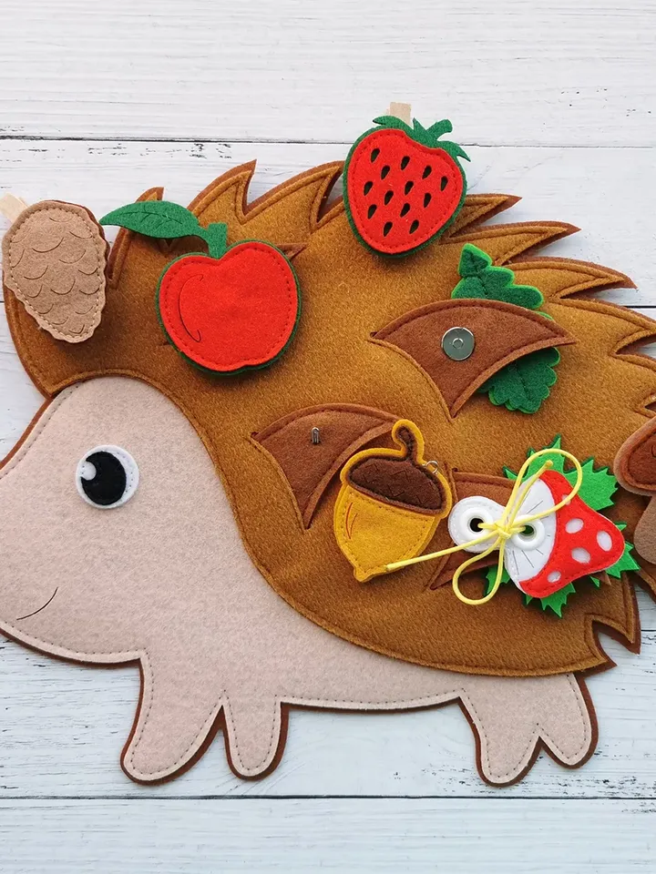 MONTESSORI TOYS, DIY hedgehog toy sewing kit, Laser cutting parts, Felt board pattern, Felt needlework kit, Quiet book