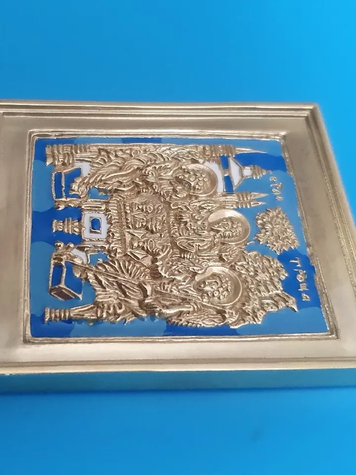 Saint Trinity icon | brass icon colorful enamel | copy of an ancien icon 19 c. | Orthodox store