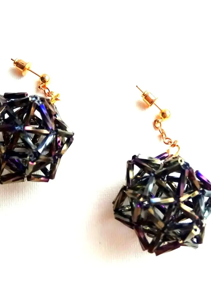 Earrings geometric beaded shiny light large voluminous sparkling light