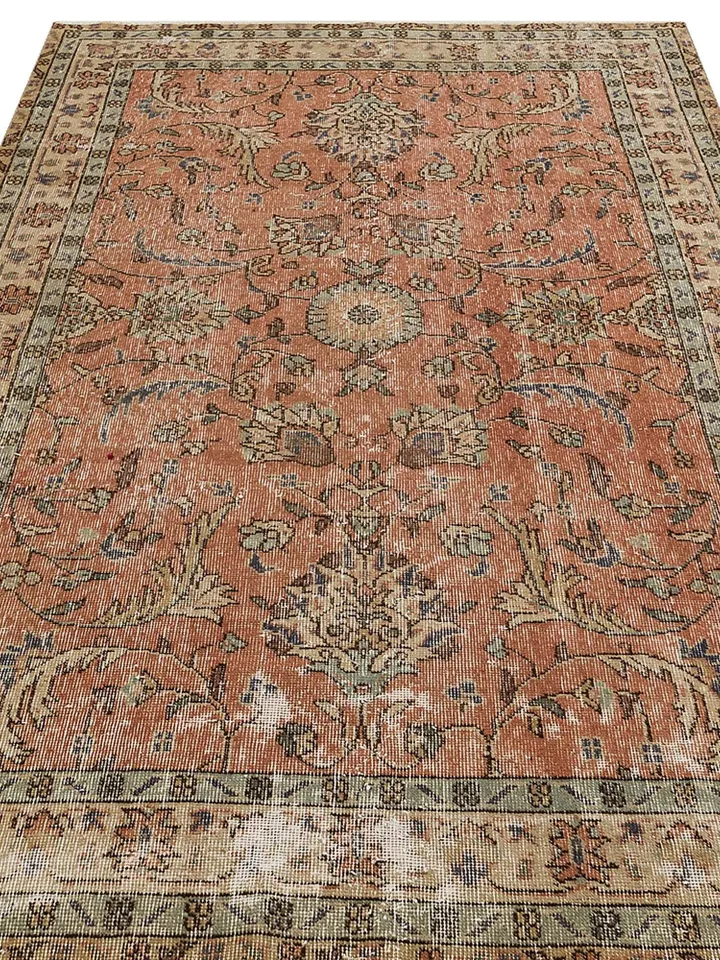 OrangeOushak: Vibrant Turkish Rug for Living Room, Home Decor, Oushak Style, 147x241cm.