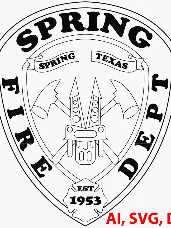 Spring Fire Dept. Badge, Logo, Seal, Custom, Ai, Vector, SVG, DXF, PNG, Digital