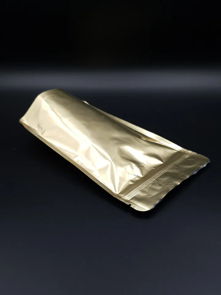GOLD Shiny Mylar Stand up Pouches with Valve option, Bag For Coffee Beans, Foil Bag Zipper Seal,Heat Sealable Smell Proof Food Storage Bags