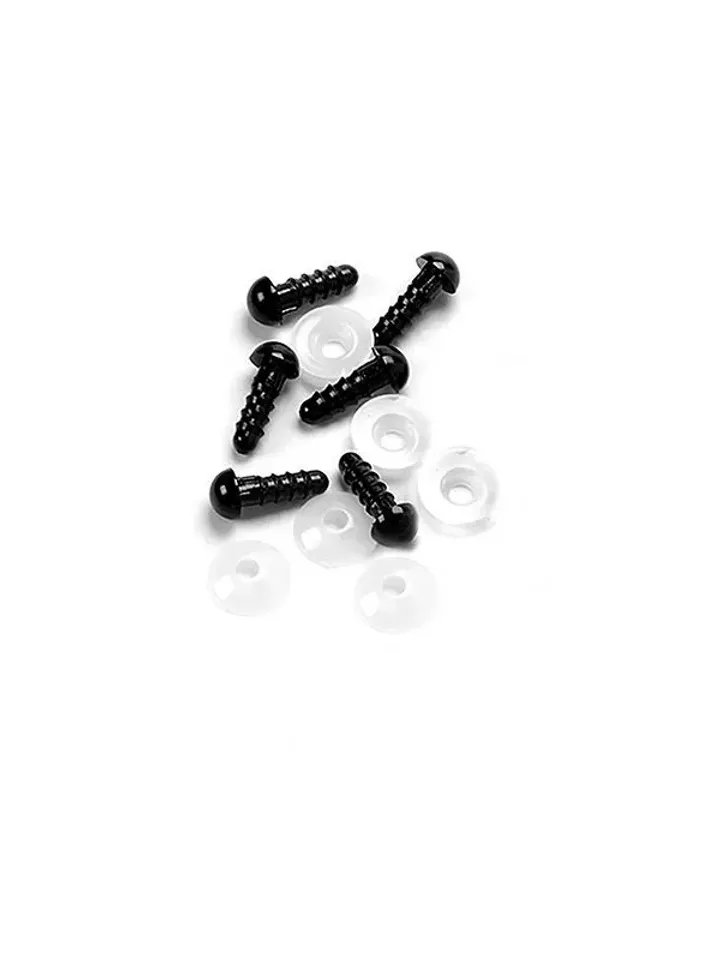 Black Safety Eyes With Washers Set 10 or 6 For Crochet Amigurumi Patterns Stuffed Animal Handmade Knit Toy Felting Sewing Fabric Doll Face