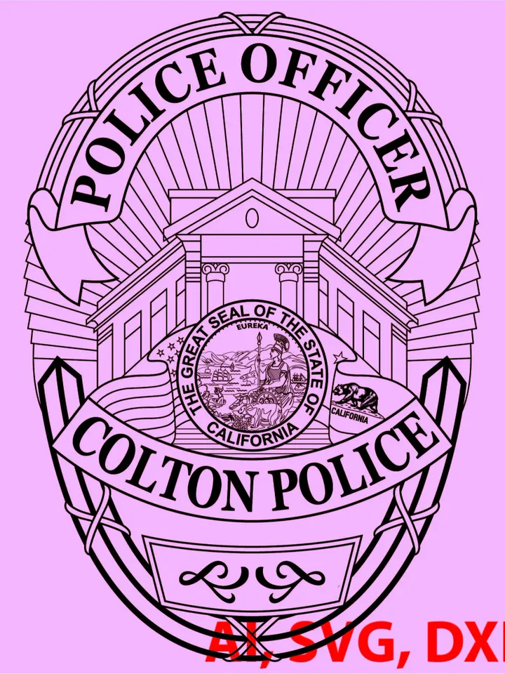 California Police Officer Badge, Logo, Seal, Custom, Ai, Vector, SVG, DXF, PNG,
