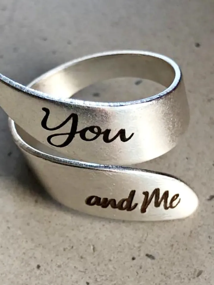 Make it Meaningful Personalized Double Band Ring with Custom Words of Your Choice | You and Me Jewelry Engraved Ring | Unisex Jewelry Gift