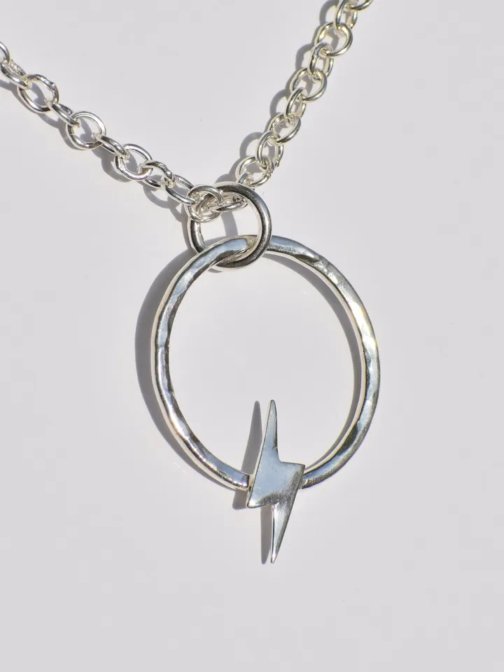 Hollow Circle Pendant, Silver Necklace, Flash Lighting Necklace, Open Circle Necklace, 925 Sterling Silver Necklace, Thin Round Ring Pendant