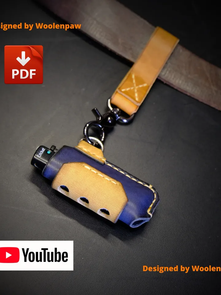 Leather pattern - Cricket lighter pouch - trinket / Two variations / Designed by Woolenpaw