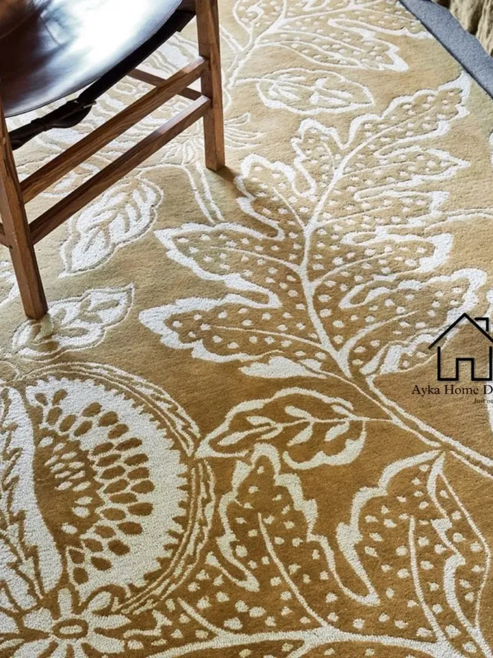 Floral Hand Tufted Area Rug 100% Woolen Carpet For Hall Kitchen Living Room Kids Room Dining Room Bath Room Bed Room Rug