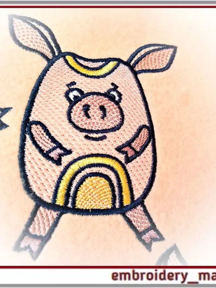 Machine embroidery design for child Cheerful pig 2