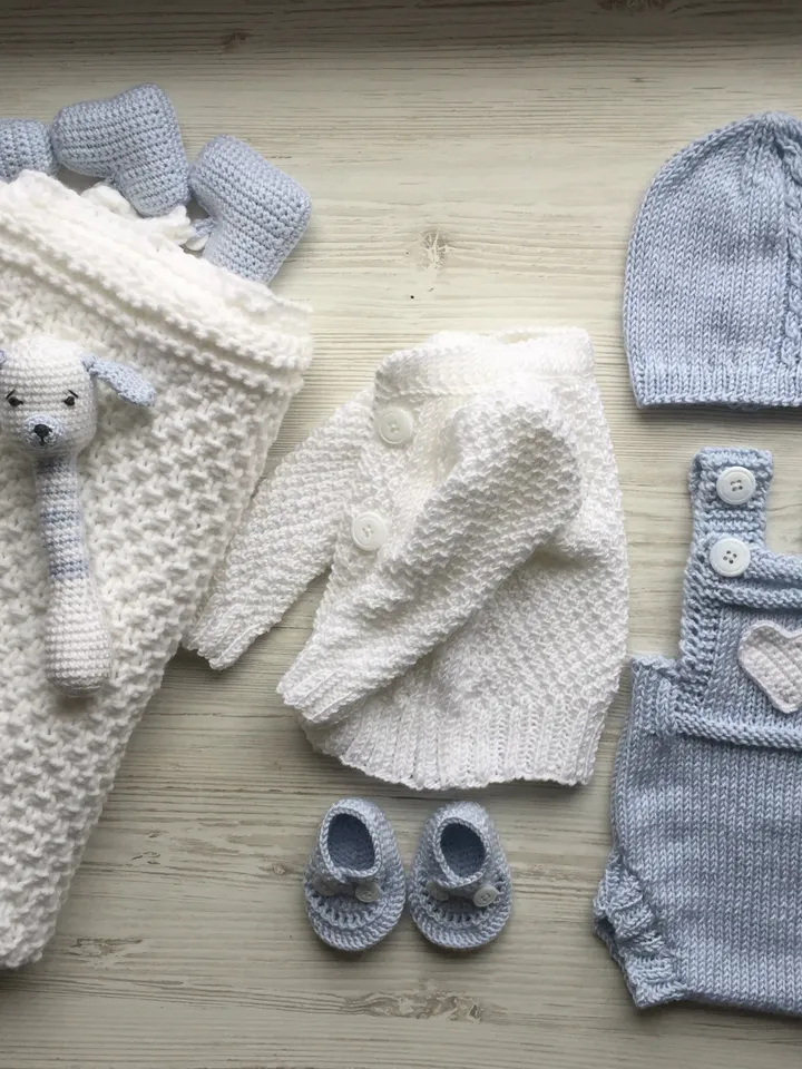 Knitting outfit for baby boy. Newborn boy clothing set. Take home outfit for boy. Baby shower outfit for baby boy. Baptism gift for boy.