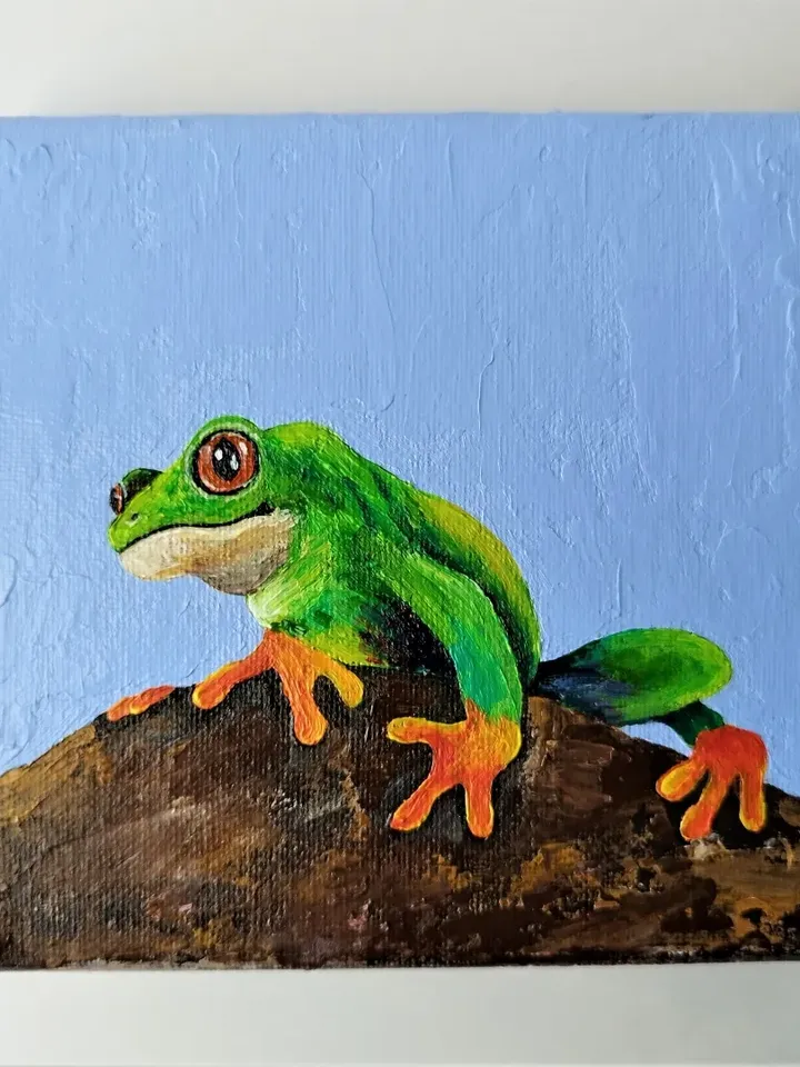 Adorn Your Walls with this Amazing Frog Acrylic Painting - Animal Artwork
