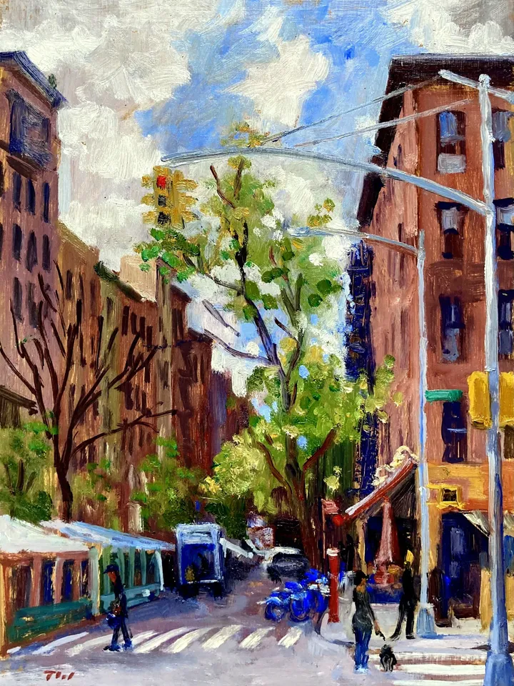 Original New York Cityscape Painting - From 7th and A/East Village/NYC - 9x12 Oil on Panel, Urban Impressionist Fine Art, Original Landscape
