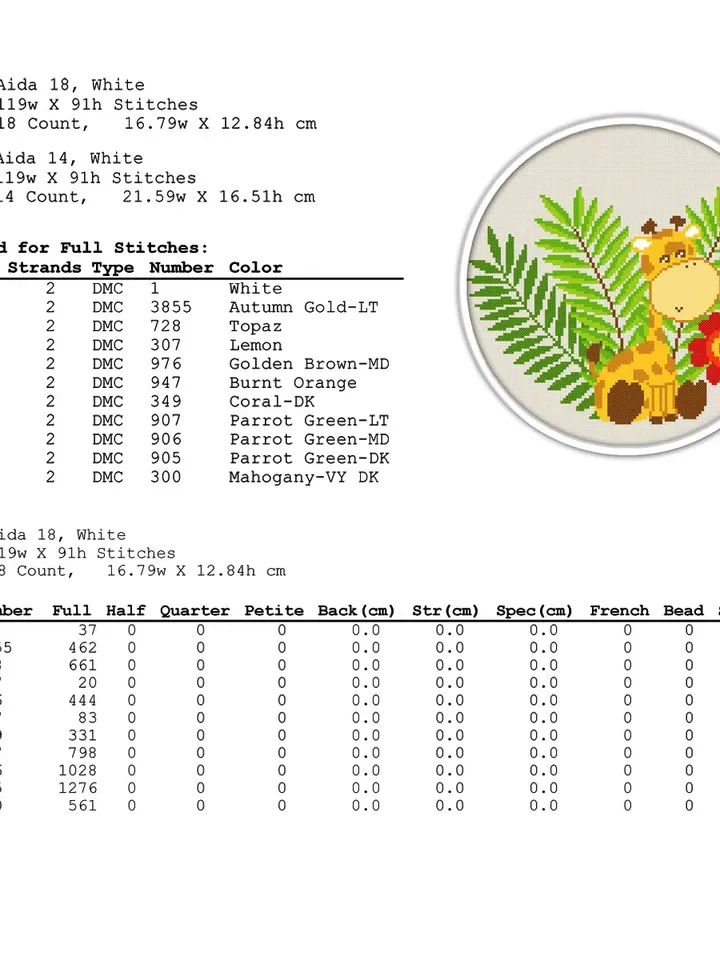 Little giraffe Cross Stitch Pattern. Nursery Cross Stitch Pattern.