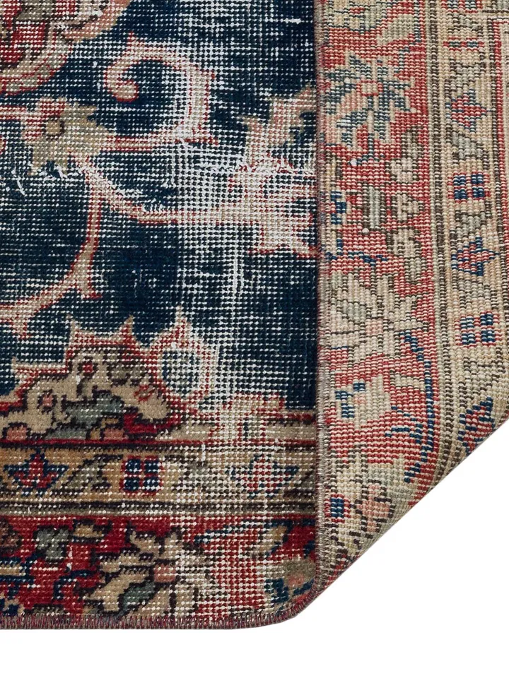 Boho Blue Turkish Kilim Rug - Premium Wool Material, Traditional Usak Patterns, 3.47X6.46 ft Size - Elevate Your Home Decor