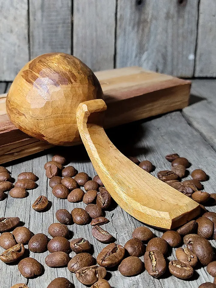 Handmade wooden coffee scoop Tea scoop Wood gift coffee lovers Wood anniversary year Cherry wood spoon anniversary gifts