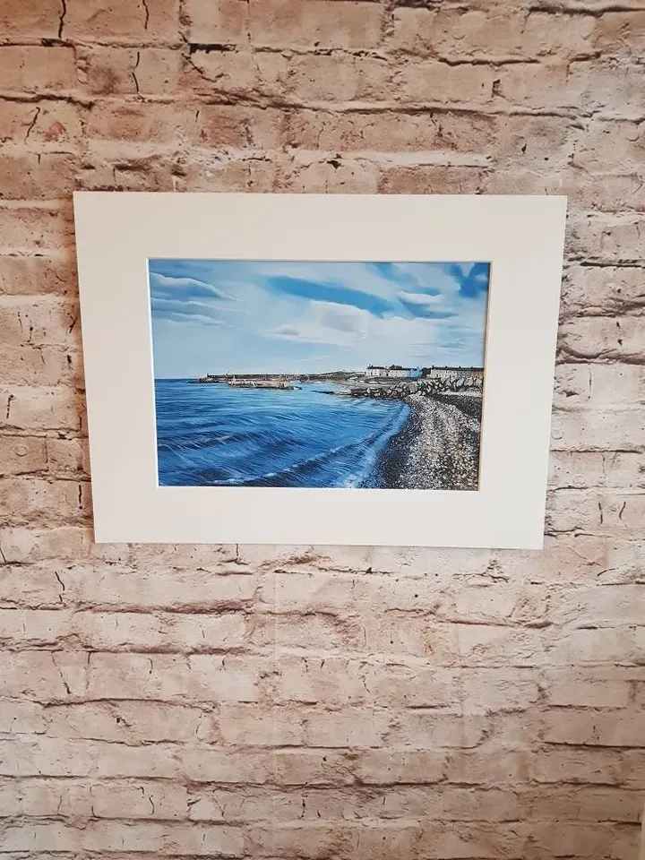 Greystones Harbour Painting Print, Wicklow Ireland, Seaside Fine Art Print, Fishing boats, unmounted, unframed
