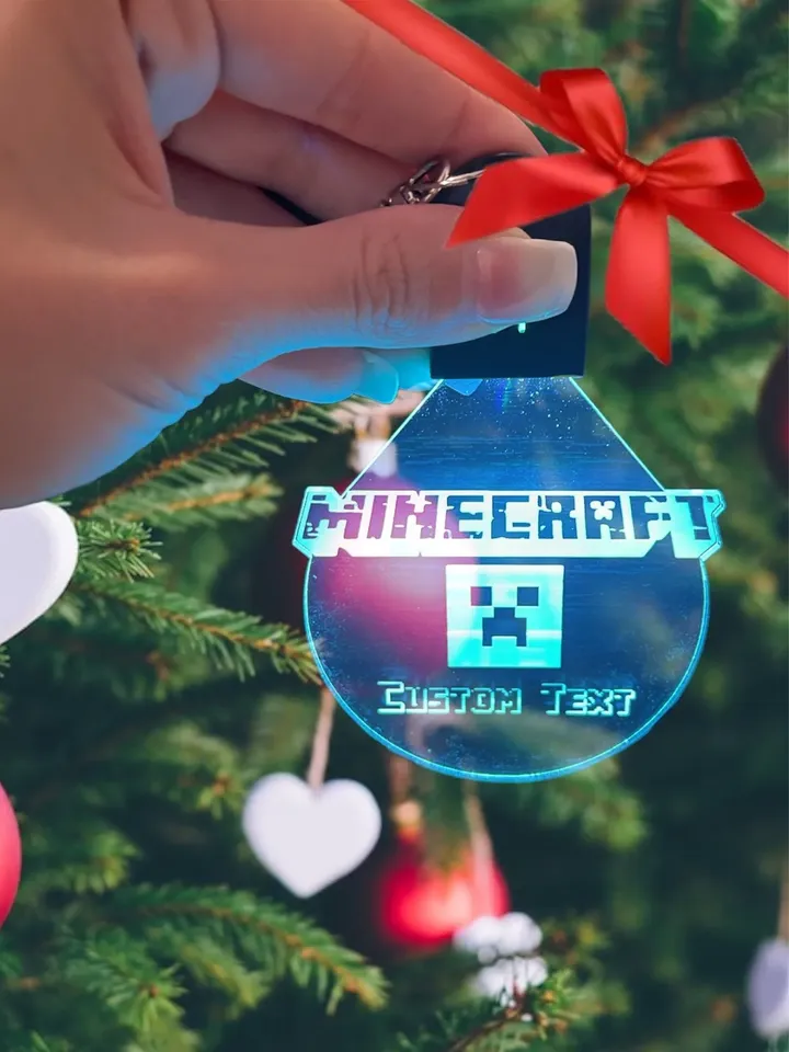Minecraft Acrylic LED Light Up Personalized Christmas Ornament/Backpack Charm