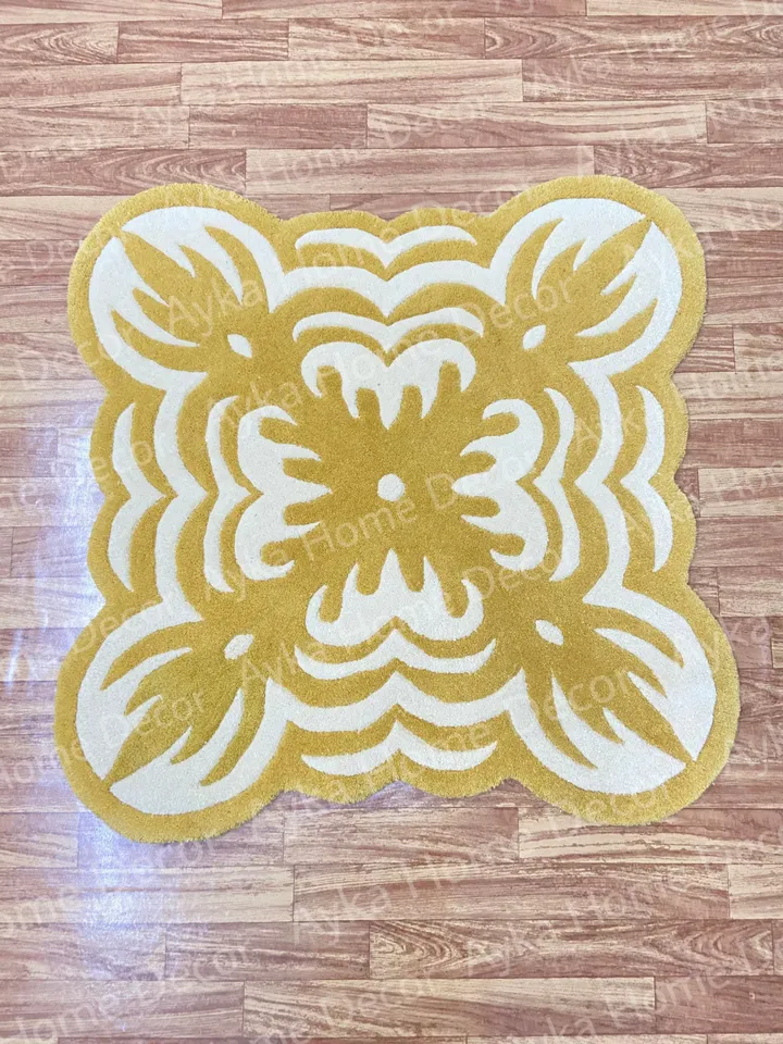 Whito Stip Woolen Handmade Area Rug For Hall Kitchen Living Room Bed Room Bath Room Dining Room Kids Room Carpet / Christmas Gift / Rugs