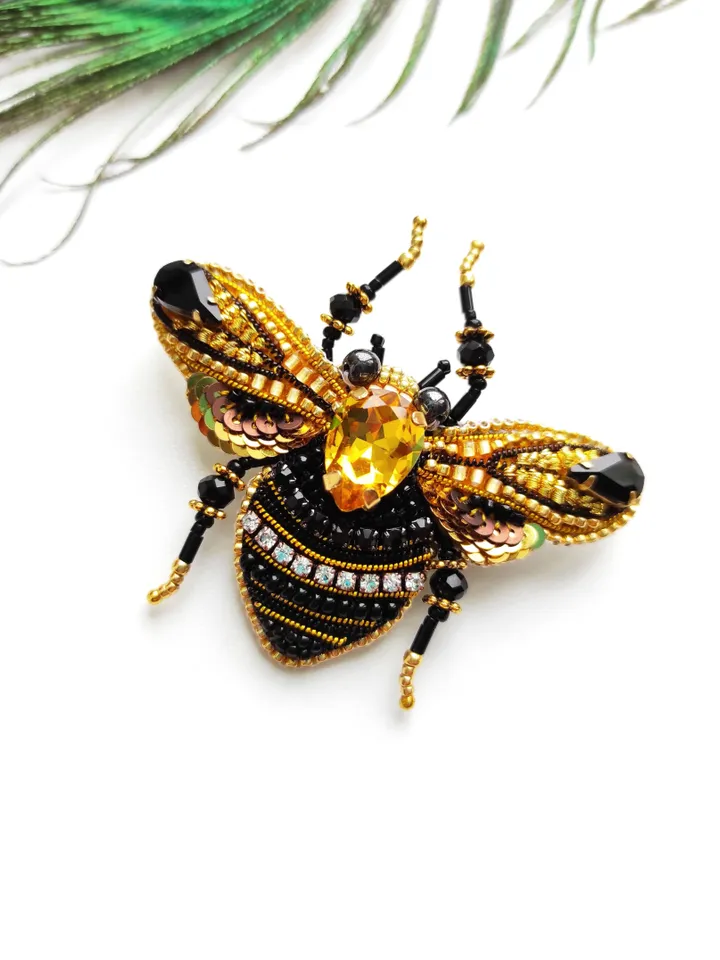 Beaded insect brooch, insect pin, mooth brooch, butterfly brooch, bug pin, bee brooch, bug brooch, insects, madam toto