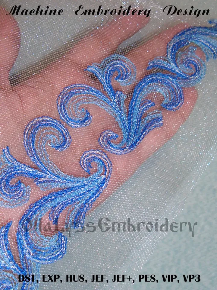 Rippled borders and corners embroidery designs