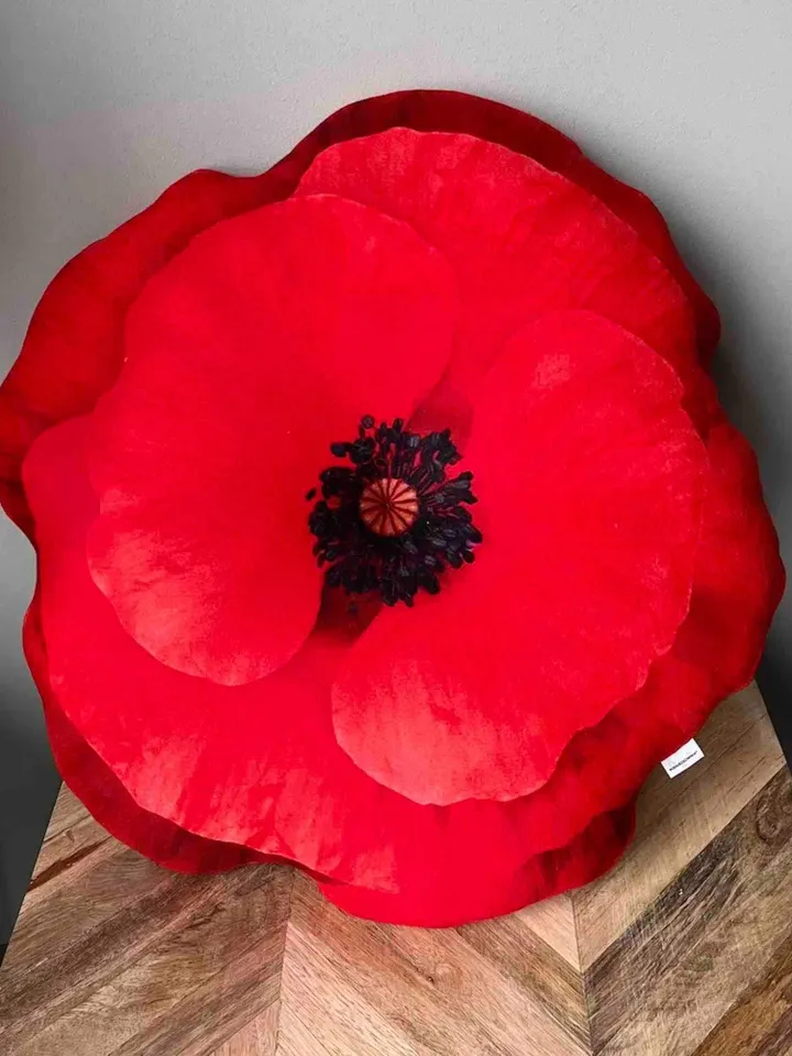 Red poppy pillow / big poppy pillow / wildflower / red poppies / Mohnblumen kissen / coquelicot / red poppy cushion / summer flower