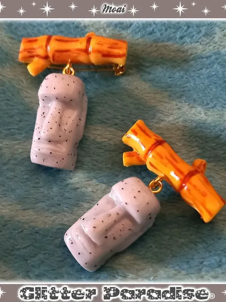 Moai - Brooch - Moai Jewelry - Easter Island Statue - Easter Island Totem - Tiki Ring - Moai Ring - Easter Island Ring - Glitter Paradise®