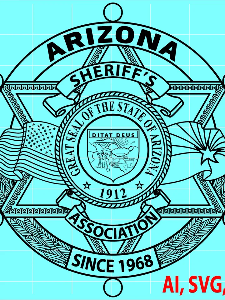 State of Arizona Sheriff Association Badge, Logo, Seal, Custom, Ai, Vector, SVG, DXF, PNG, Digital