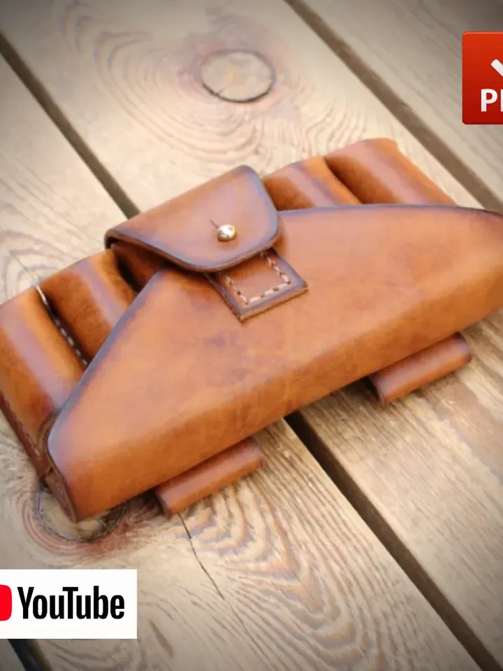 PDF pattern leather Bandolier for 6 rounds of 16 or 12 gauge. + Video tutorial. OTH10