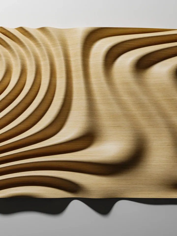 3d stl model, wave panel CNC files for carving or 3D printing, Aspire, Carveco, Artcam, Fusion 360, Wall decor, WP4