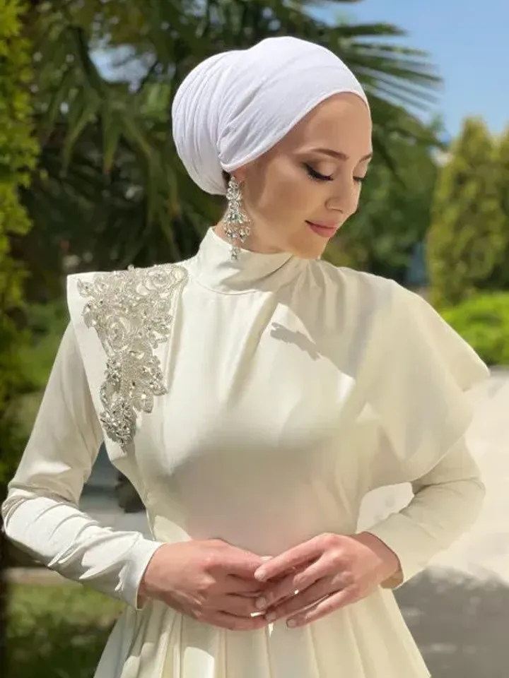 AHUNARE HIJAB - Wedding Dress, Muslim Evening Gown, Nikah, Islamic Wedding, Engagement, Bridesmaid,
