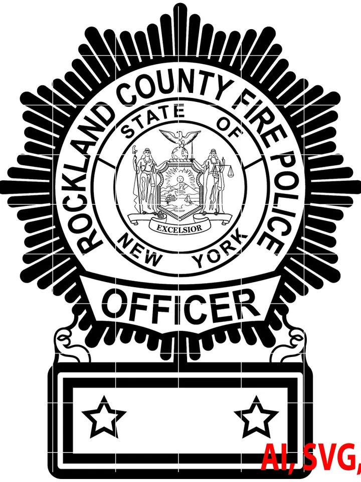 Fire Police Badge, Rockland County New York Fire Police Badge, Logo, Seal, Custom, Ai, Vector, SVG, DXF, PNG, Digital