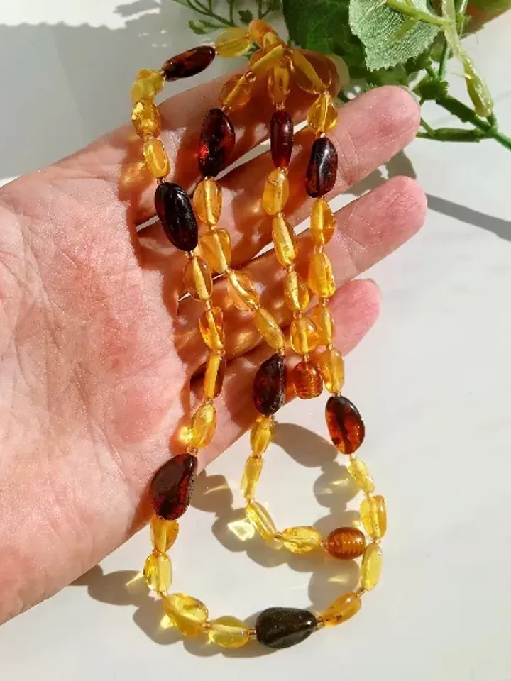 Adult Amber Necklace Multicolor Real Amber Healing Gem stone Jewelry Bead Necklace women Yellow Cognac Baltic Amber