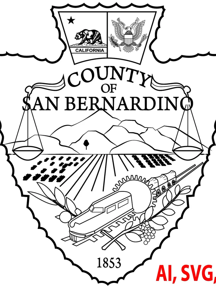 Seal of San Bernardino County, California Badge, Logo, Seal, Custom, Ai, Vector, SVG, DXF, PNG, Digital