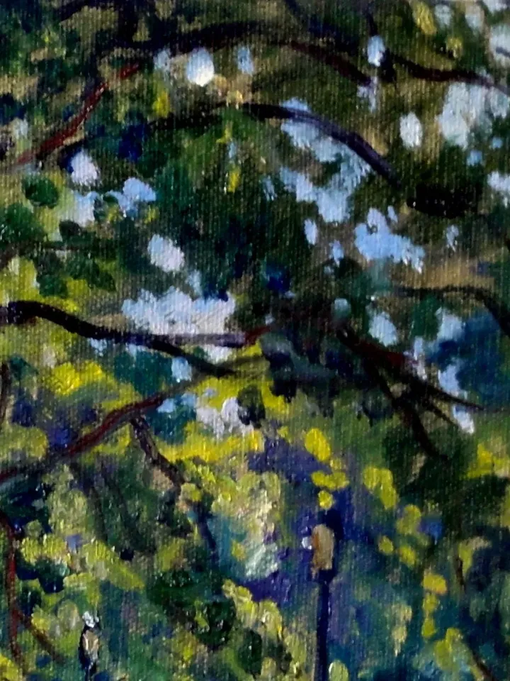 Original New York Landscape Painting - Shady Path/Inwood Hill Park/NYC- 12x12 Oil on Canvas, Impressionist Fine Art, Signed Original