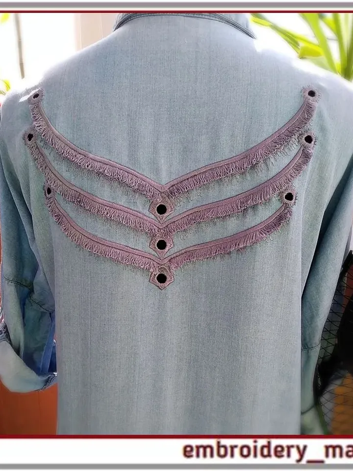 Machine Embroidery Design Cutwork Wings with Fringe