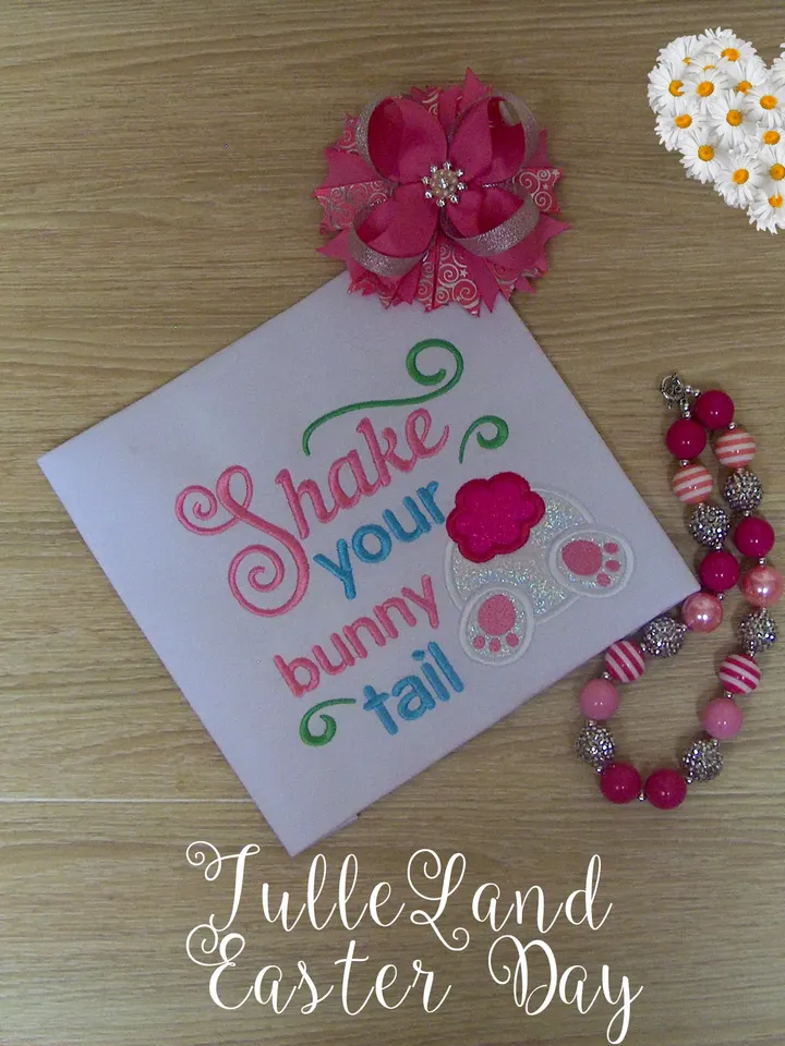 Cute Easter Bunny Rabbit Shake Your Bunny Tail Design applique for Machine Embroidery
