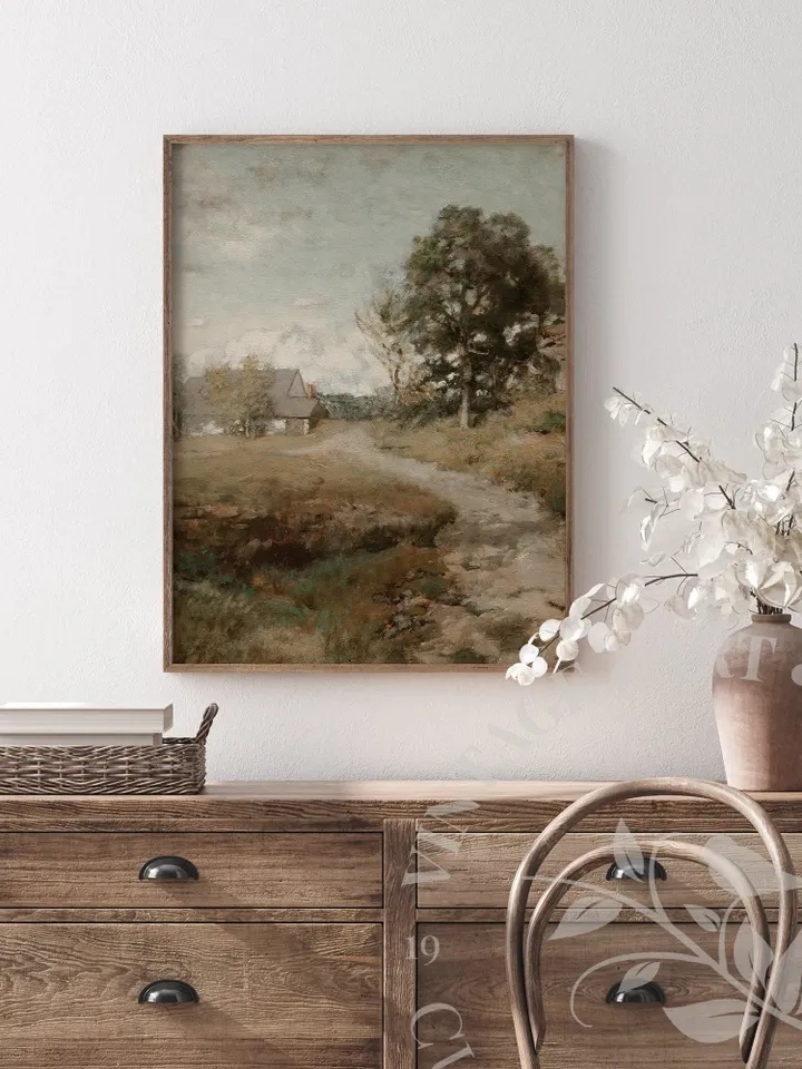 Antique Country Painting Rustic European Art, Vintage Village Landscape, Downloadable PRINTABLE Wall Decor | 130