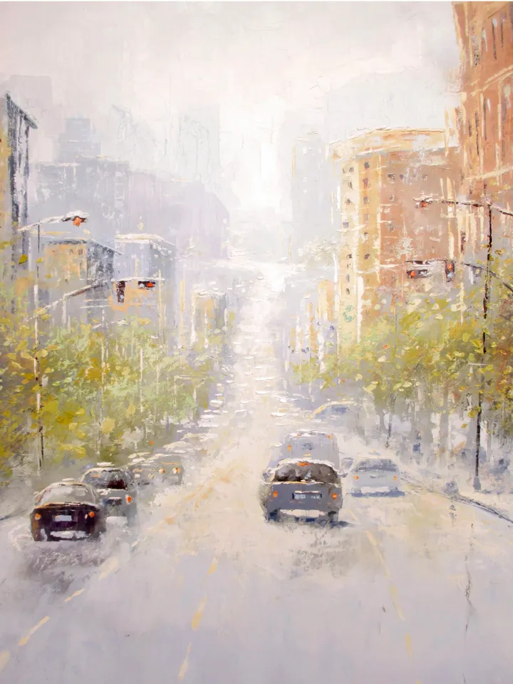 Original Oil Painting "SUMMER CITY" San Francisco Painting on Canvas Modern City Original Art by "Walperion Paintings"