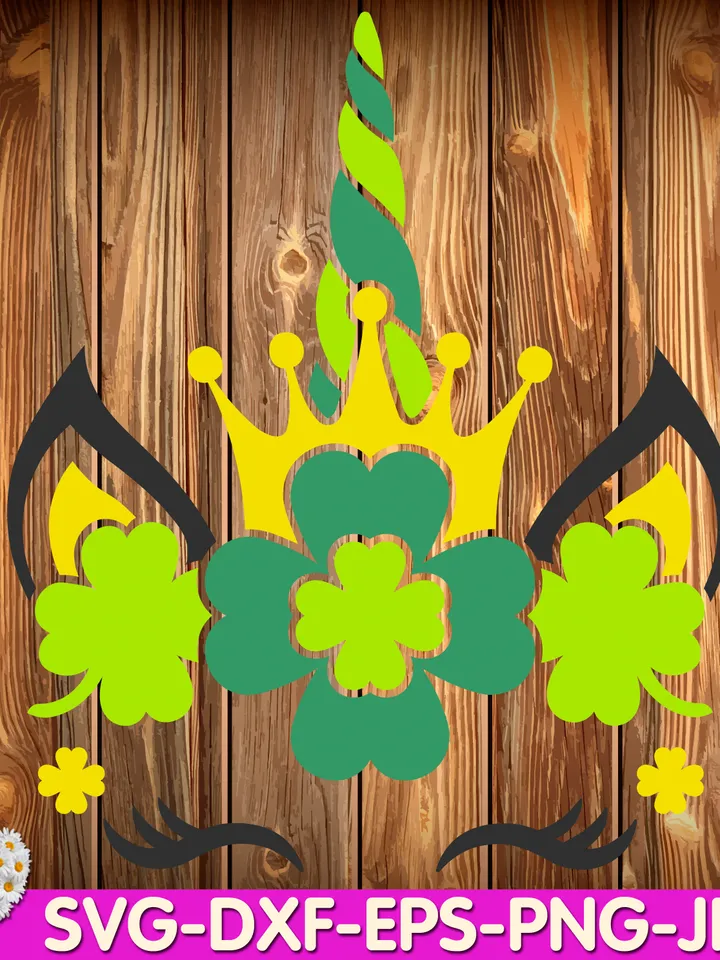 St Patrick Day Unicorn Green Irish Unicorn Shamrock Green Clover digital design Cricut svg dxf eps png ipg pdf, cut file