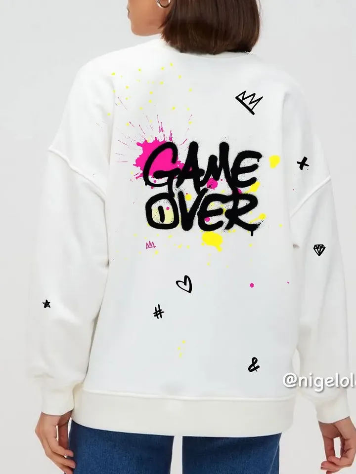 Hoodie white Quotes Lettering Jeans jacket Art Print Handmade Personalized gift