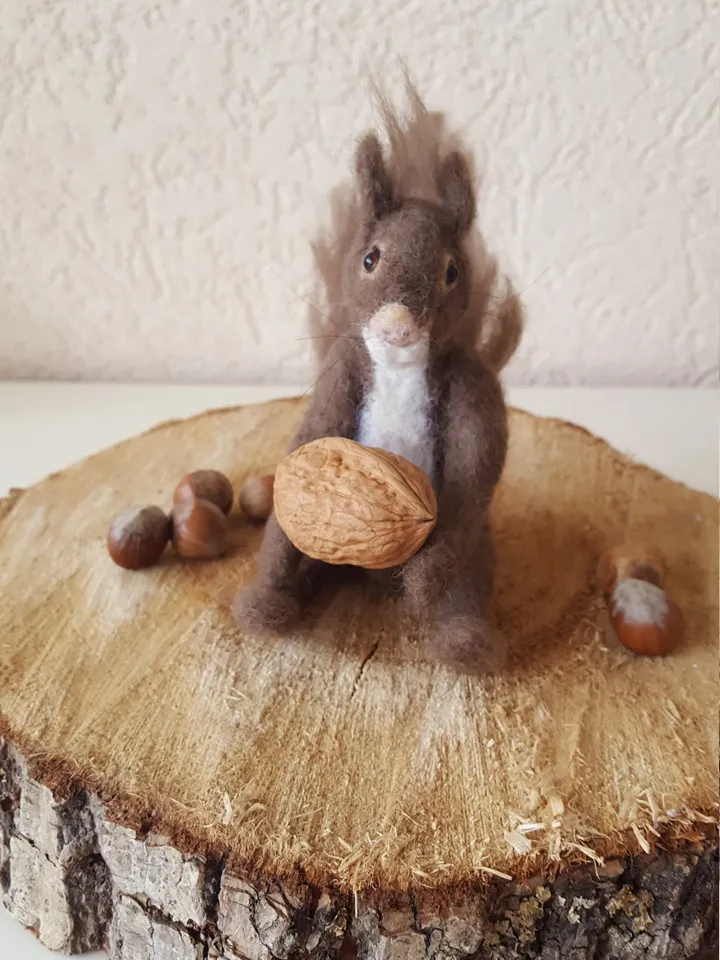 Felted unicorn, wool, brown, unicorn